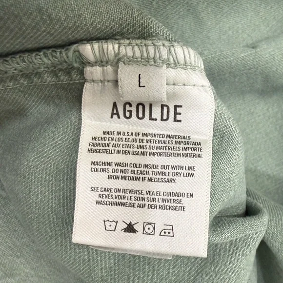 NWOT AGOLDE hadley sleeveless denim shirt green SZ L - Picture 8 of 9
